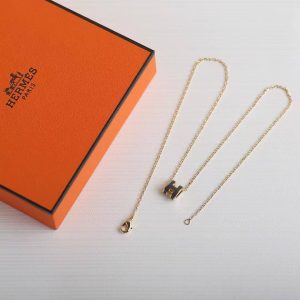 Hermes Mini Pop H Pendant Necklace Rose Gold Noir H147992FO03 - Image 7