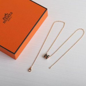 Hermes Mini Pop H Pendant Necklace Rose Gold Noir H147992FO03 - Image 6
