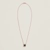 Hermes Mini Pop H Pendant Necklace Rose Gold Noir H147992FO03