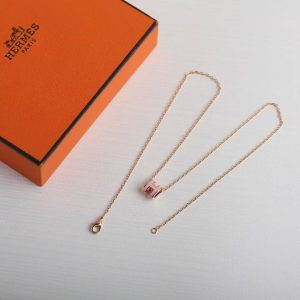 Hermes Mini Pop H Pendant Necklace Rose Gold Rose Dragée H147992FO85 - Image 8