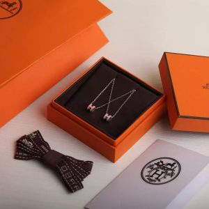 Hermes Mini Pop H Pendant Necklace Rose Gold Rose Dragée H147992FO85 - Image 7
