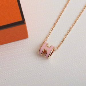 Hermes Mini Pop H Pendant Necklace Rose Gold Rose Dragée H147992FO85 - Image 6