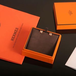 Hermes Mini Pop H Rocabar Earrings Lacquered Metal Rose Gold Beauté H100065FOB4 - Image 9