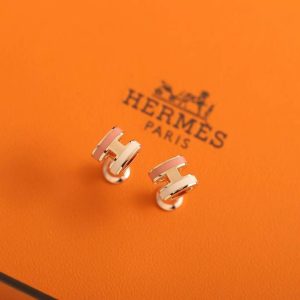 Hermes Mini Pop H Rocabar Earrings Lacquered Metal Rose Gold Beauté H100065FOB4 - Image 8