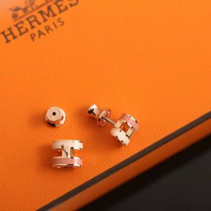 Hermes Mini Pop H Rocabar Earrings Lacquered Metal Rose Gold Beauté H100065FOB4 - Image 7