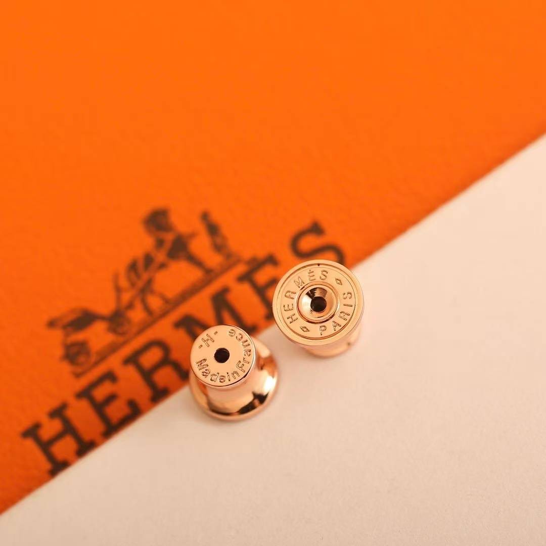 Hermes Mini Pop H Rocabar Earrings Lacquered Metal Rose Gold Beauté H100065FOB4 - Image 4