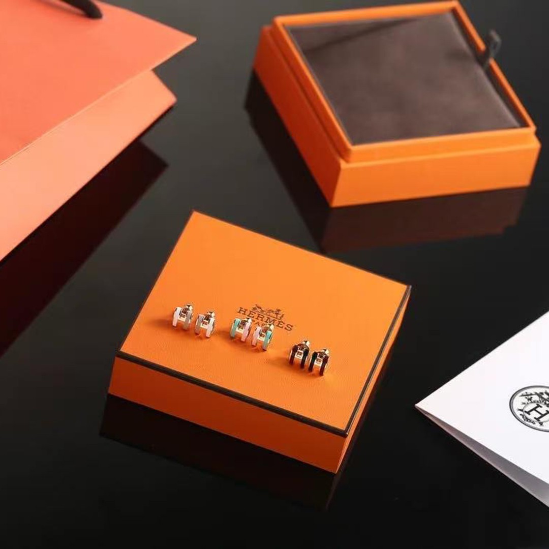 Hermes Mini Pop H Rocabar Earrings Lacquered Metal Rose Gold Système H100065FOB2 - Image 11