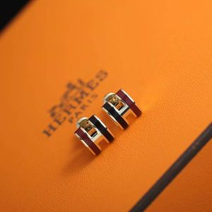 Hermes Mini Pop H Rocabar Earrings Lacquered Metal Rose Gold Système H100065FOB2 - Image 9