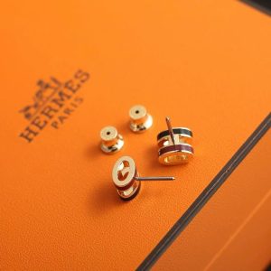 Hermes Mini Pop H Rocabar Earrings Lacquered Metal Rose Gold Système H100065FOB2 - Image 6