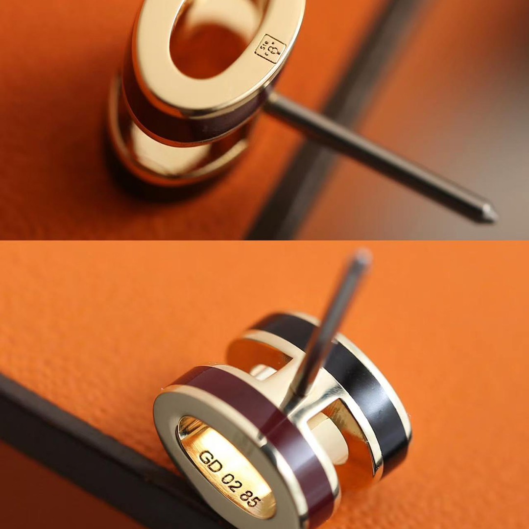 Hermes Mini Pop H Rocabar Earrings Lacquered Metal Rose Gold Système H100065FOB2 - Image 4