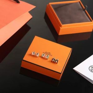 Hermes Mini Pop H Rocabar Earrings Lacquered Metal Yellow Gold Malabar H100065F B5 - Image 11