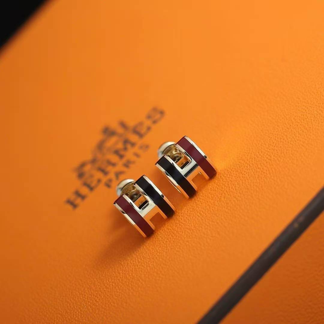 Hermes Mini Pop H Rocabar Earrings Lacquered Metal Yellow Gold Malabar H100065F B5 - Image 9