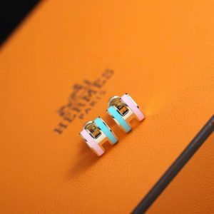 Hermes Mini Pop H Rocabar Earrings Lacquered Metal Yellow Gold Malabar H100065F B5 - Image 8