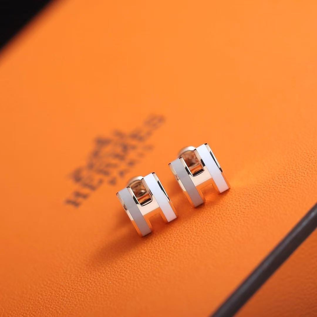 Hermes Mini Pop H Rocabar Earrings Lacquered Metal Yellow Gold Malabar H100065F B5 - Image 7