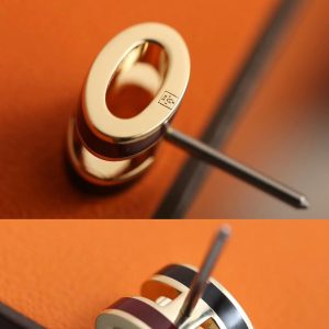 Hermes Mini Pop H Rocabar Earrings Lacquered Metal Yellow Gold Malabar H100065F B5 - Image 4