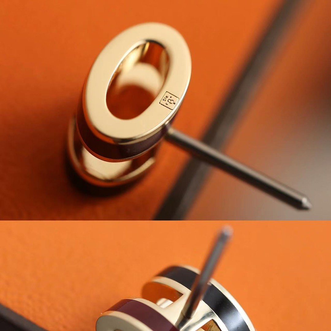 Hermes Mini Pop H Rocabar Earrings Lacquered Metal Yellow Gold Malabar H100065F B5 - Image 4