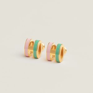 Hermes Mini Pop H Rocabar Earrings Lacquered Metal Yellow Gold Malabar H100065F B5