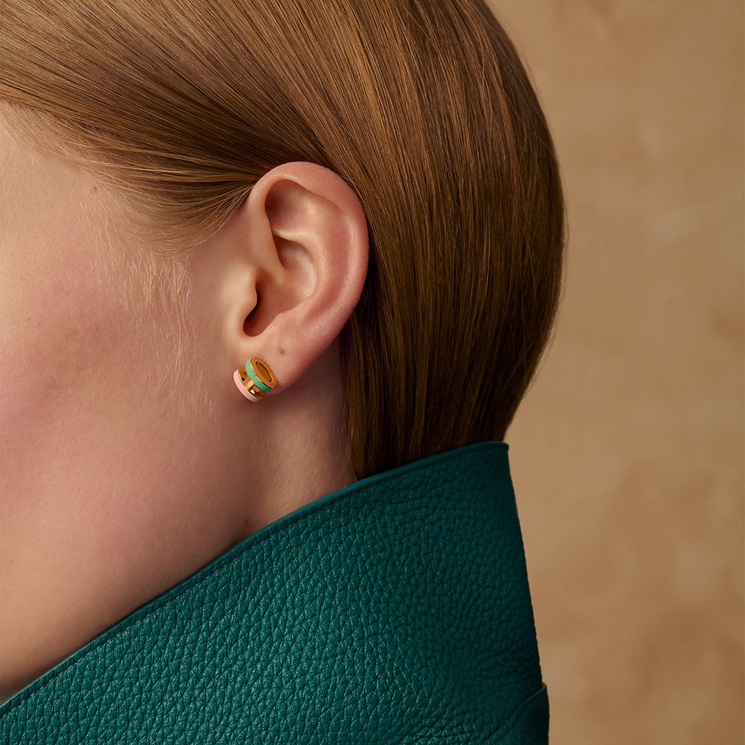 Hermes Mini Pop H Rocabar Earrings Lacquered Metal Yellow Gold Malabar H100065F B5 - Image 3