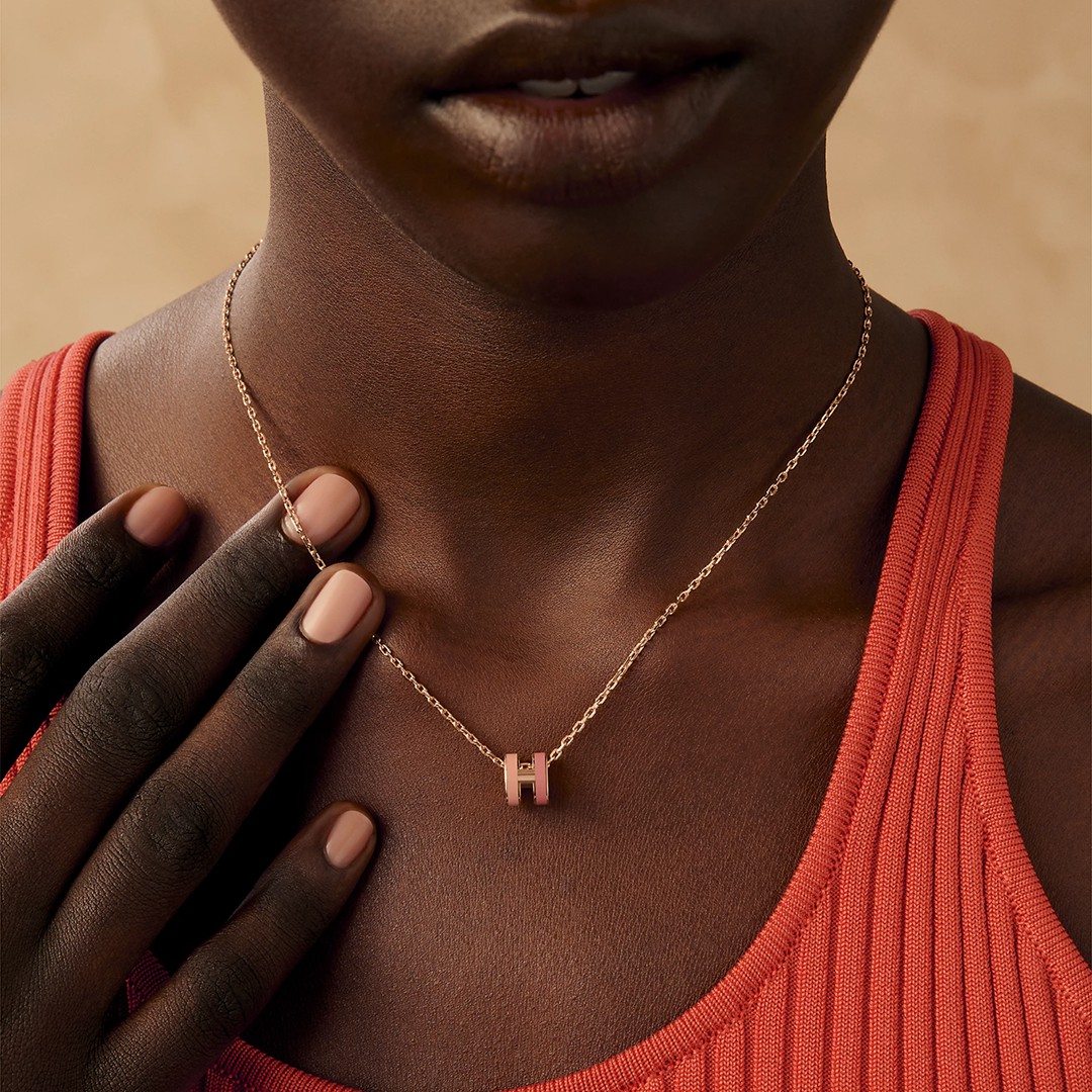 Hermes Mini Pop H Rocabar Pendant Necklace Rose Gold Beauté H100066FOB4 - Image 3