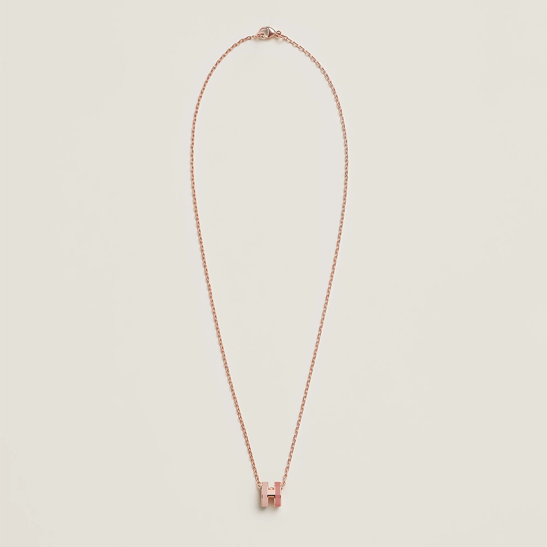 Hermes Mini Pop H Rocabar Pendant Necklace Rose Gold Beauté H100066FOB4