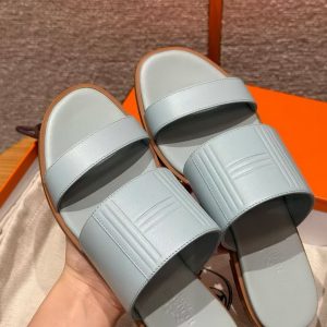 Hermes Mona Sandal Women Swift Calfskin Bleu Glacier H261092Z 18360 - Image 8