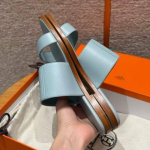 Hermes Mona Sandal Women Swift Calfskin Bleu Glacier H261092Z 18360 - Image 7