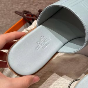 Hermes Mona Sandal Women Swift Calfskin Bleu Glacier H261092Z 18360 - Image 4