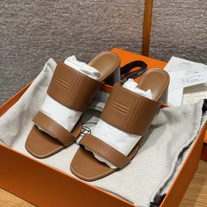 Alternative view of Hermes Monica 60 Sandal Women High Heel Sandal in Swift Goatskin Naturel H261094Z A3360