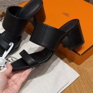 Hermes Monica 60 Sandal Women High Heel Sandal in Swift Goatskin Noir H261094Z 02355 - Image 13