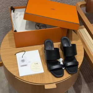 Hermes Monica 60 Sandal Women High Heel Sandal in Swift Goatskin Noir H261094Z 02355 - Image 7