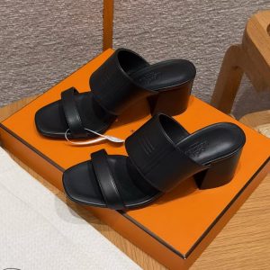 Hermes Monica 60 Sandal Women High Heel Sandal in Swift Goatskin Noir H261094Z 02355 - Image 6