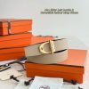 Hermes Neo Etrier Belt Buckle & Reversible Leather Strap 38 mm Epsom Calfskin Permabrass Buckle Yellow Gold Noir Gris Trench