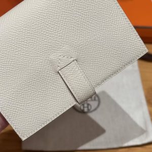 Hermes New H Passant Compact Wallet Handmade In Epsom Calfskin Leather 10 Craie - Image 14