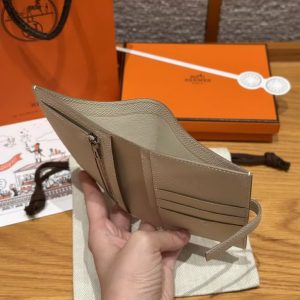 Hermes New H Passant Compact Wallet Handmade In Epsom Calfskin Leather 10 Craie - Image 4
