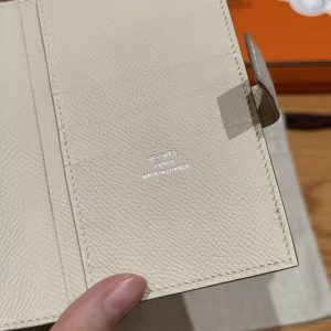 Hermes New H Passant Compact Wallet Handmade In Epsom Calfskin Leather 10 Craie - Image 3