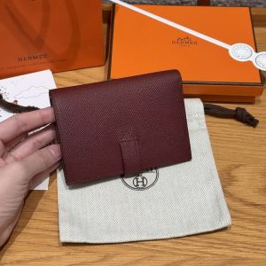 Hermes New H Passant Compact Wallet Handmade In Epsom Calfskin Leather 55 Rouge H - Image 16