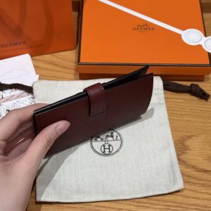 Hermes New H Passant Compact Wallet Handmade In Epsom Calfskin Leather 55 Rouge H - Image 13