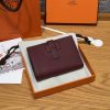 Hermes New H Passant Compact Wallet Handmade In Epsom Calfskin Leather 55 Rouge H