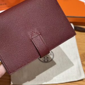 Hermes New H Passant Compact Wallet Handmade In Epsom Calfskin Leather 55 Rouge H - Image 6
