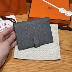 Hermes New H Passant Compact Wallet Handmade In Epsom Calfskin Leather 63 Vert Amanda - Image 16