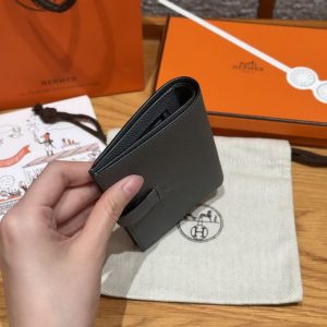 Hermes New H Passant Compact Wallet Handmade In Epsom Calfskin Leather 63 Vert Amanda - Image 14