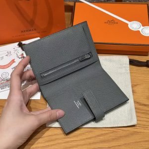 Hermes New H Passant Compact Wallet Handmade In Epsom Calfskin Leather 63 Vert Amanda - Image 11