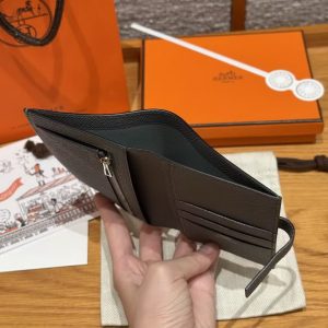 Hermes New H Passant Compact Wallet Handmade In Epsom Calfskin Leather 63 Vert Amanda - Image 10