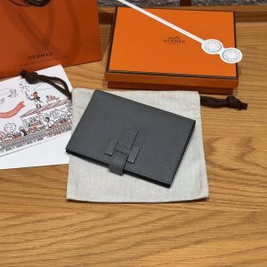 Hermes New H Passant Compact Wallet Handmade In Epsom Calfskin Leather 63 Vert Amanda - Image 8