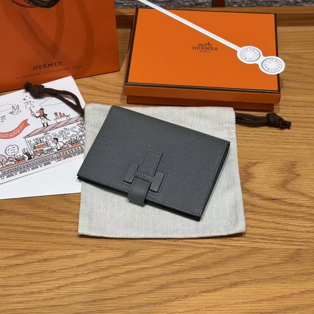 Hermes New H Passant Compact Wallet Handmade In Epsom Calfskin Leather 63 Vert Amanda - Image 8