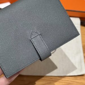 Hermes New H Passant Compact Wallet Handmade In Epsom Calfskin Leather 63 Vert Amanda - Image 6