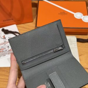 Hermes New H Passant Compact Wallet Handmade In Epsom Calfskin Leather 63 Vert Amanda - Image 5