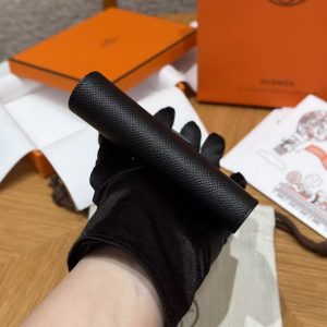 Hermes New H Passant Compact Wallet Handmade In Epsom Calfskin Leather 89 Noir - Image 16