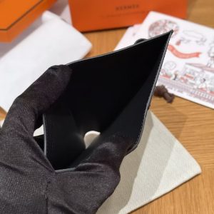 Hermes New H Passant Compact Wallet Handmade In Epsom Calfskin Leather 89 Noir - Image 9