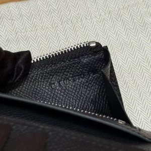 Hermes New H Passant Compact Wallet Handmade In Epsom Calfskin Leather 89 Noir - Image 6